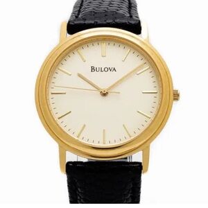 Bulova Gold Case Watch with Black Strap